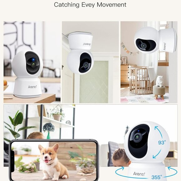 ARENTI Camera Indoor Pet/Baby Monitor/Home Security AI Motion Detection Tracking - Picture 3 of 9